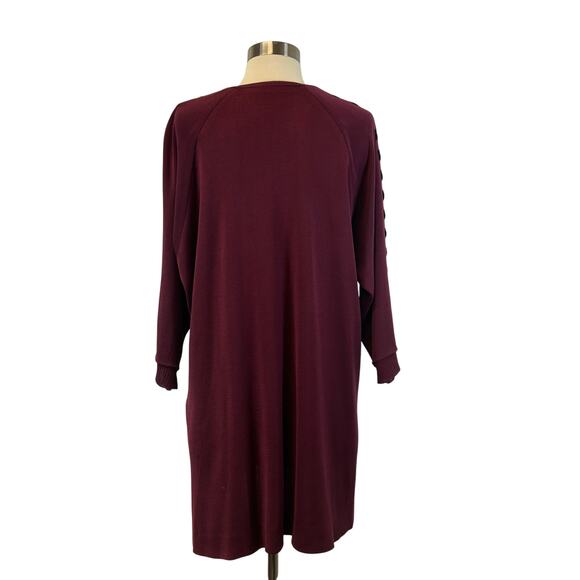 Misook jacket Cardigan burgundy knit midi hook closure X stitch Women’s size  0X - Picture 2 of 8